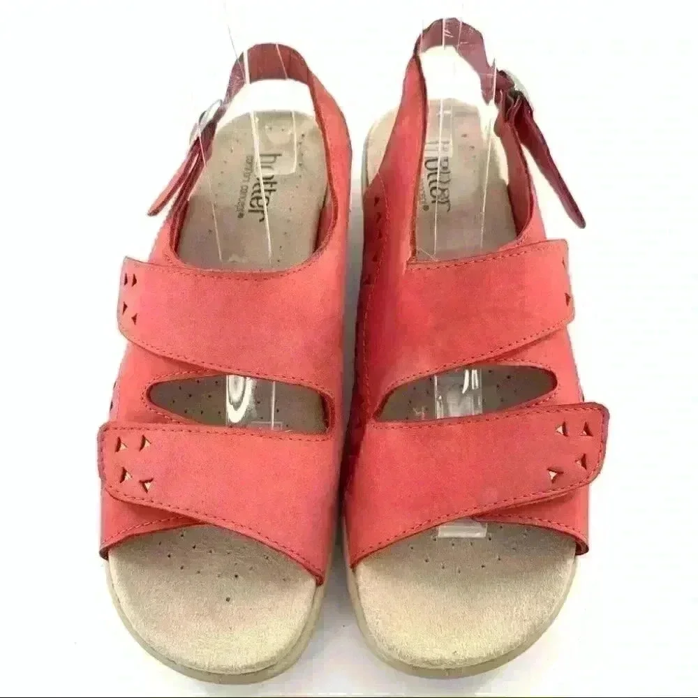 Hotter womens sandals size 8 39 red nubuck sticky strap walking Grannycore